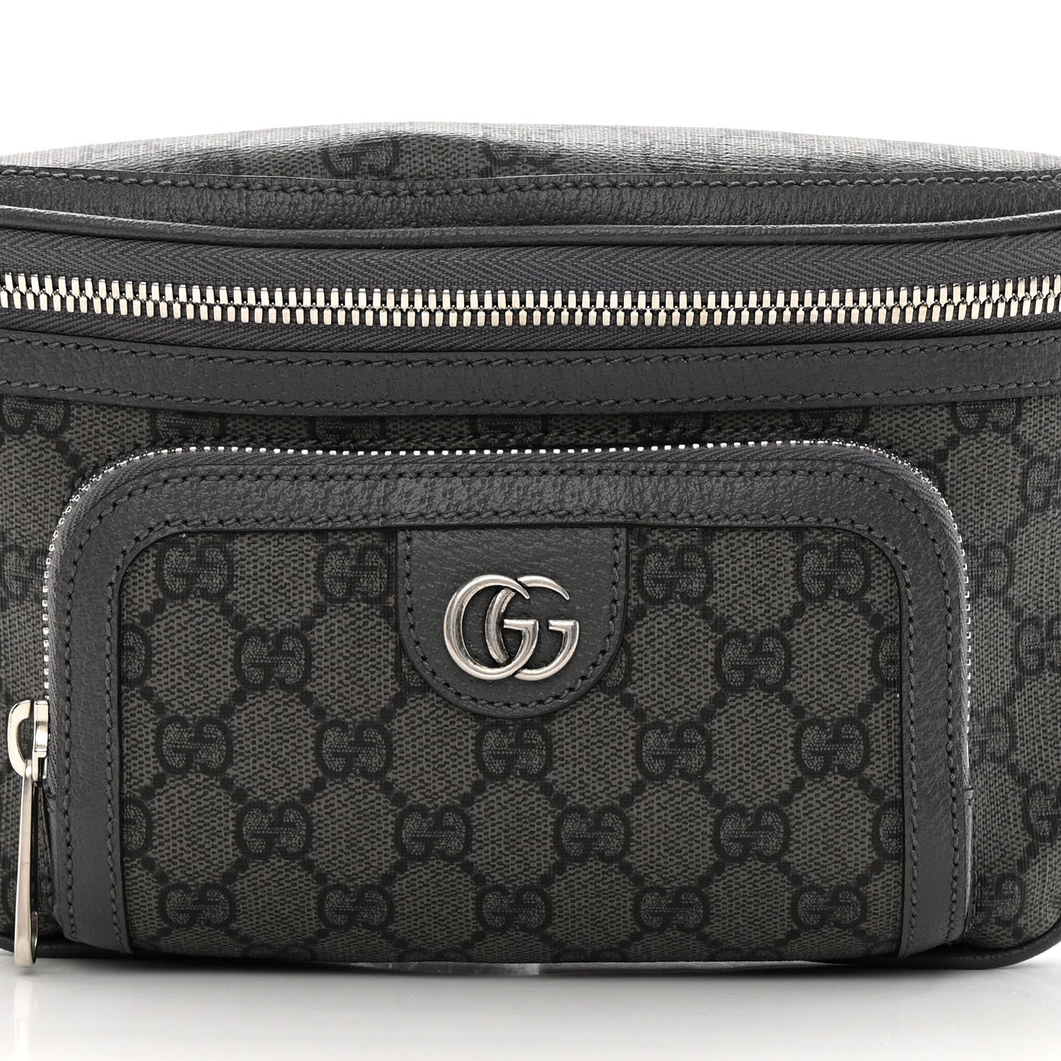Gucci GG Supreme Monogram Textured Dollar Calfskin Ophidia Belt Bag Grey Black Graphite Grey 8 of 11