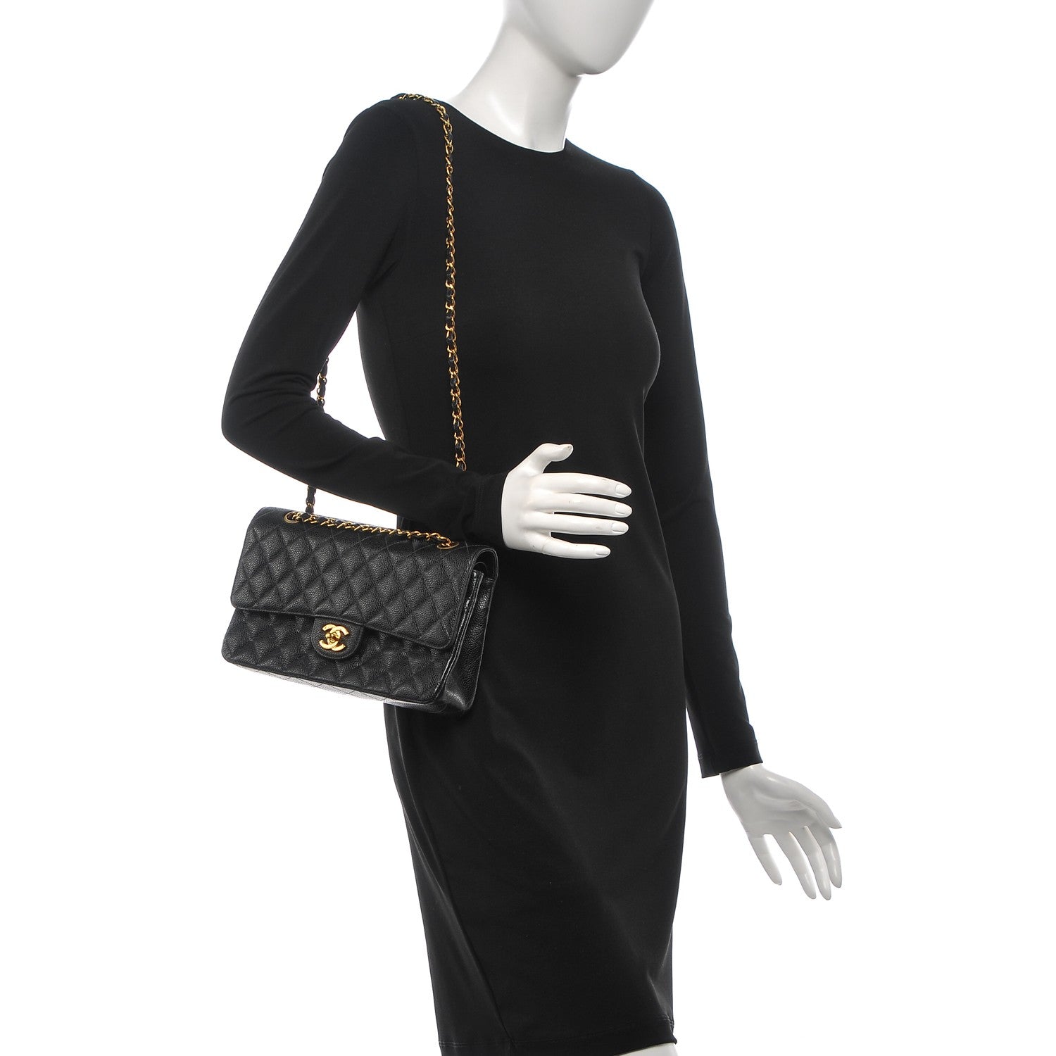 Chanel Caviar Quilted Medium Double Flap Black 2 of 8