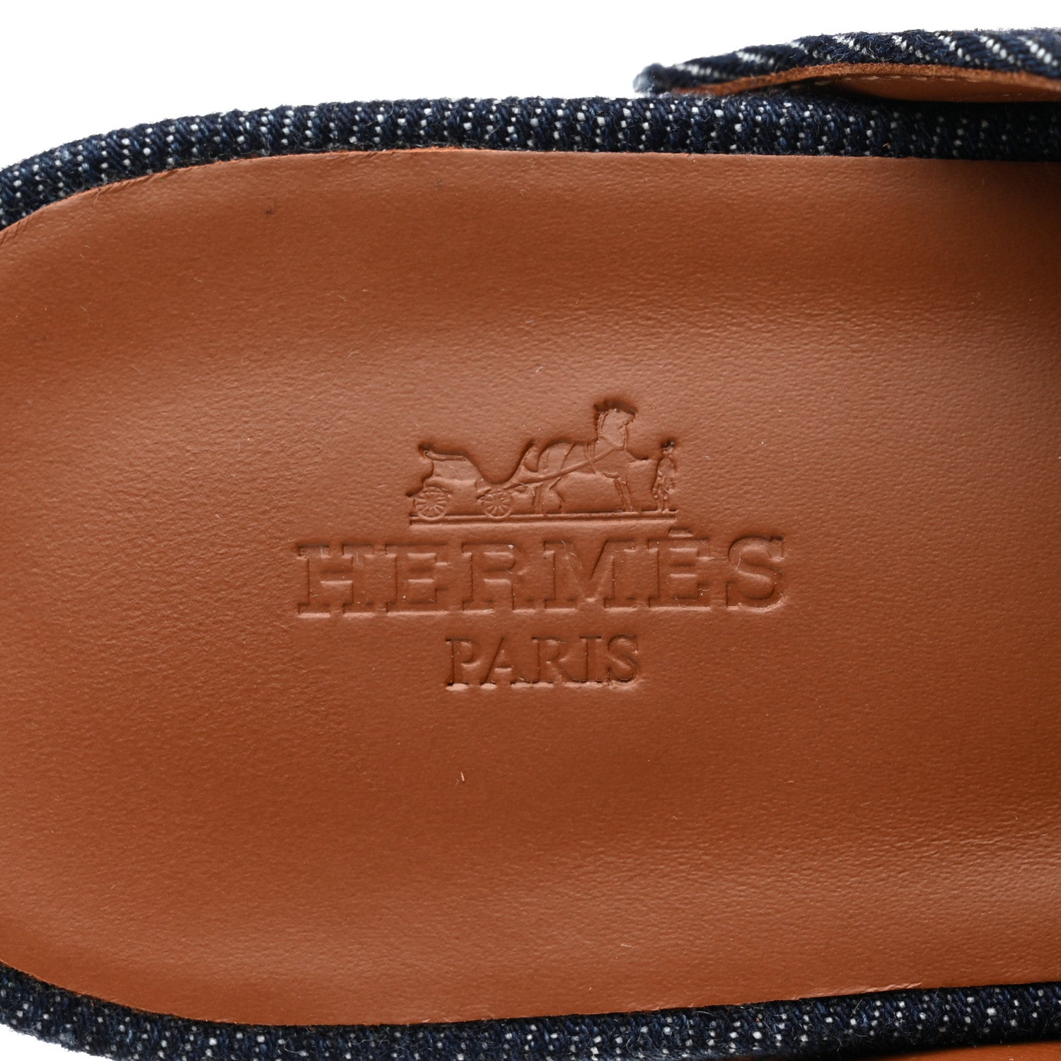 Hermes Denim Carlotta Mules 38 Bleu Brut Gold 8 of 9