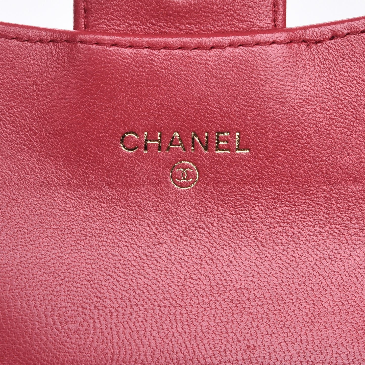 Lambskin Quilted Flap Card Holder Dark Pink