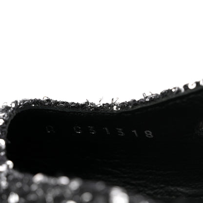 Chanel Tweed Sequin Cap Toe CC Slingback Pumps 38 Black White Silver 9 of 14