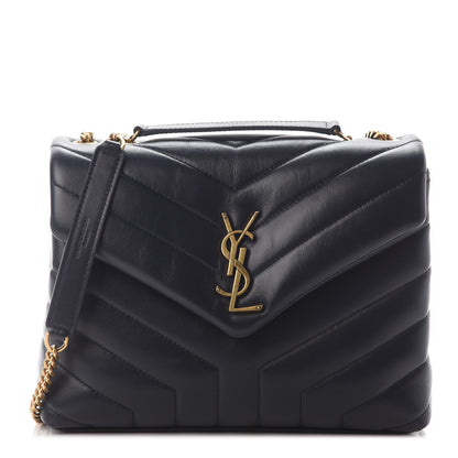 Saint Laurent Calfskin Y Calfskin Monogram Small Loulou Chain Satchel Navy 1 of 7