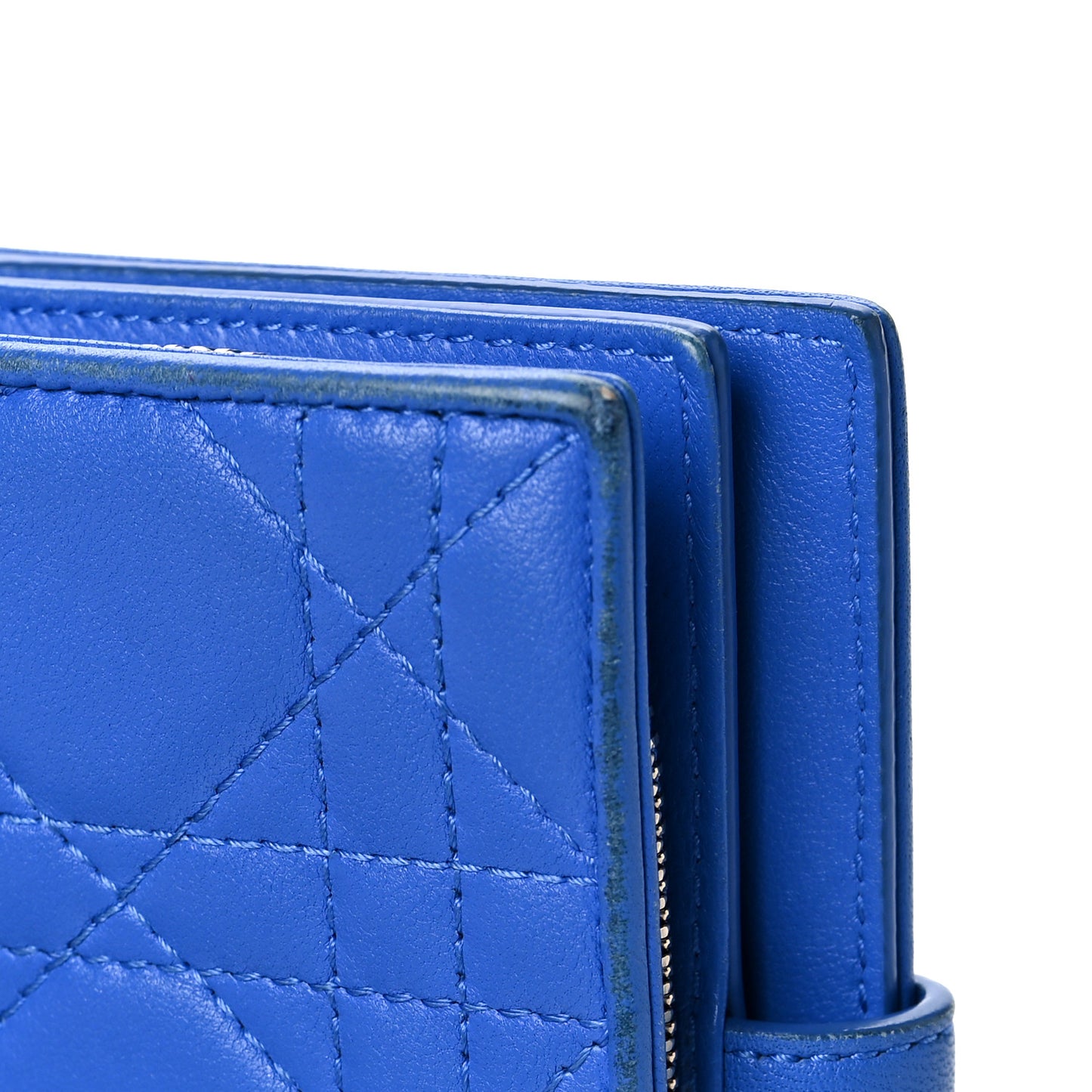 Lambskin Cannage Lady Dior Eden Wallet Blue