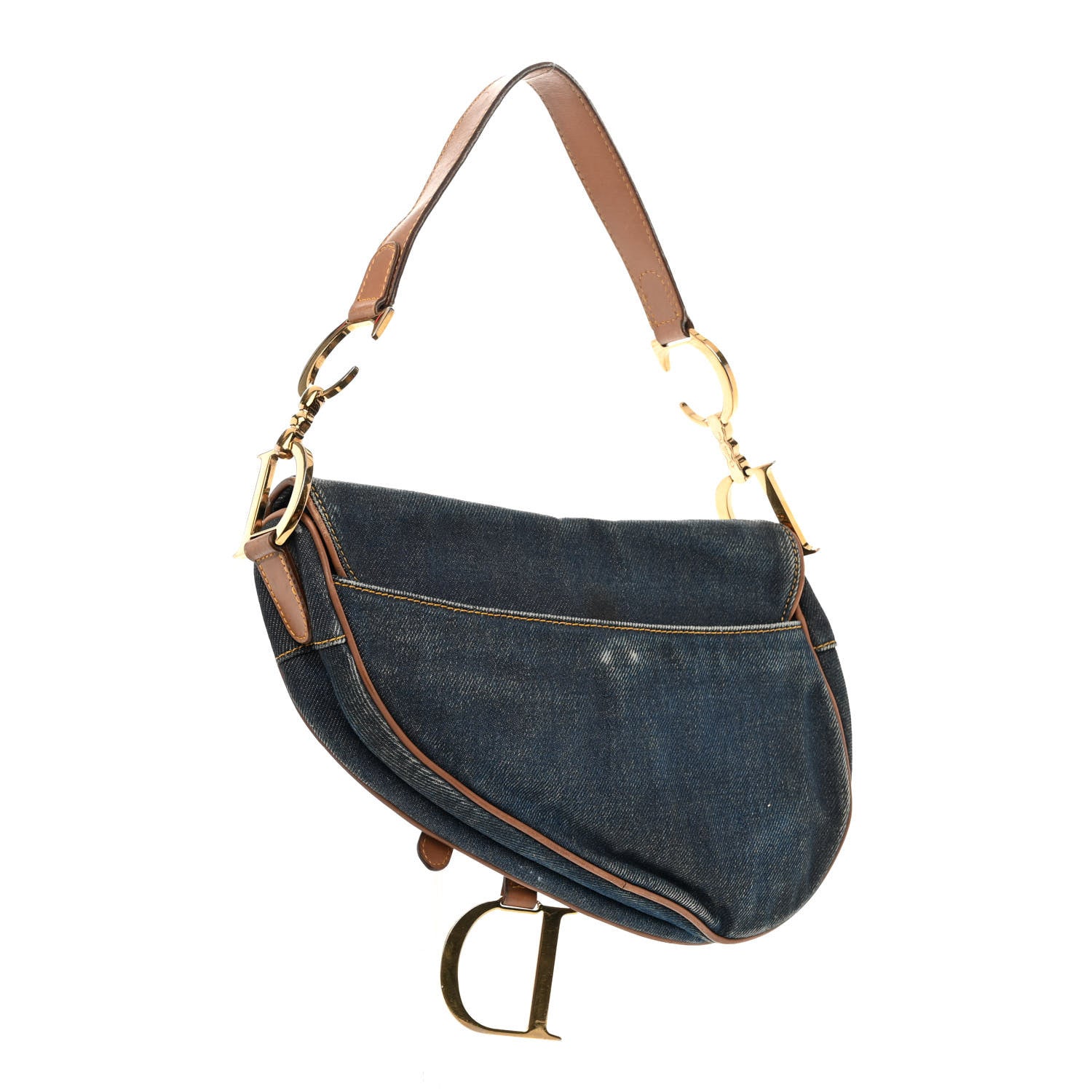 Christian Dior Denim Calfskin Saddle Bag Blue 3 of 11