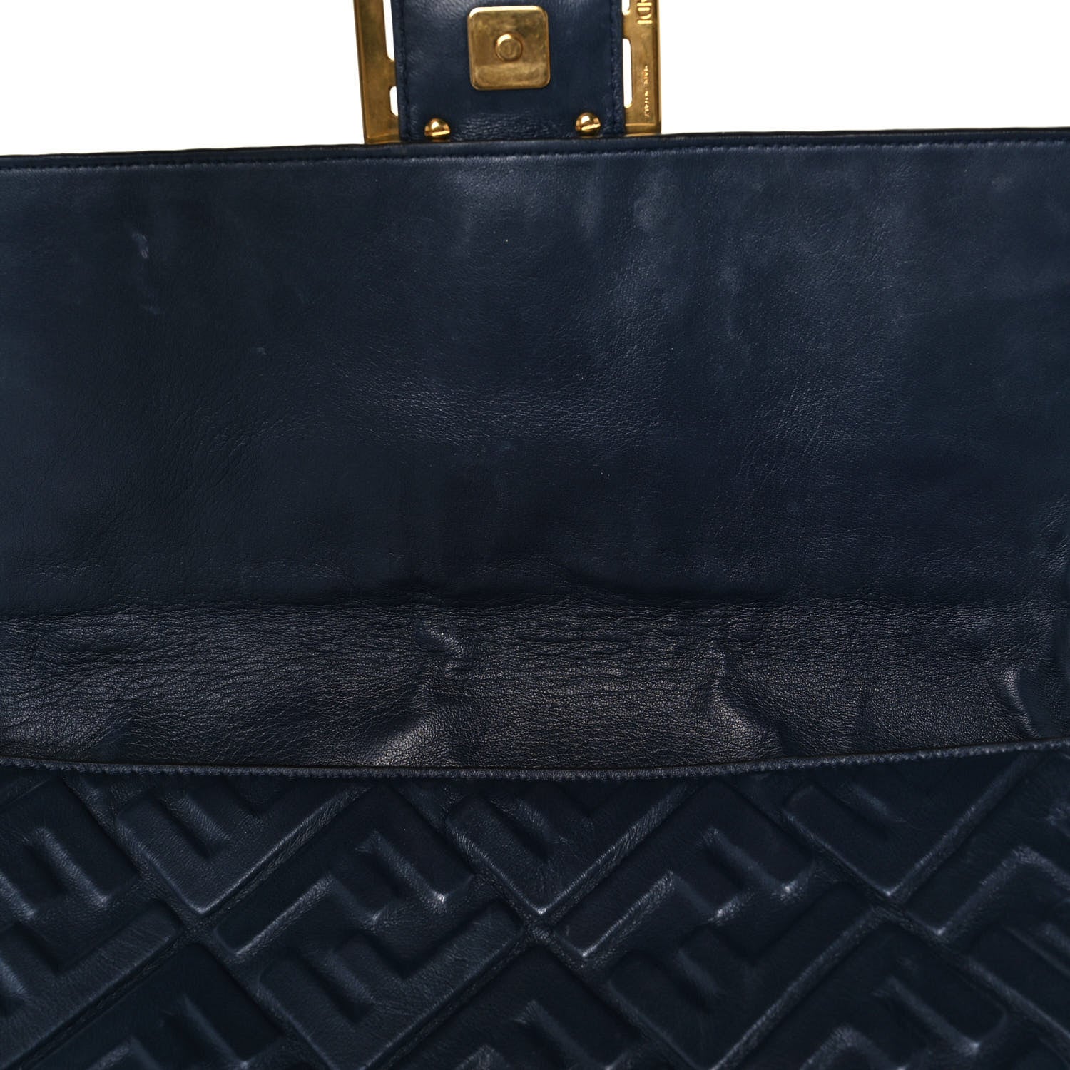 Fendi Nappa FF 1974 Embossed Large Baguette Midnight 8 of 8