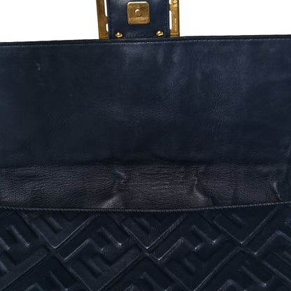 Fendi Nappa FF 1974 Embossed Large Baguette Midnight 8 of 8