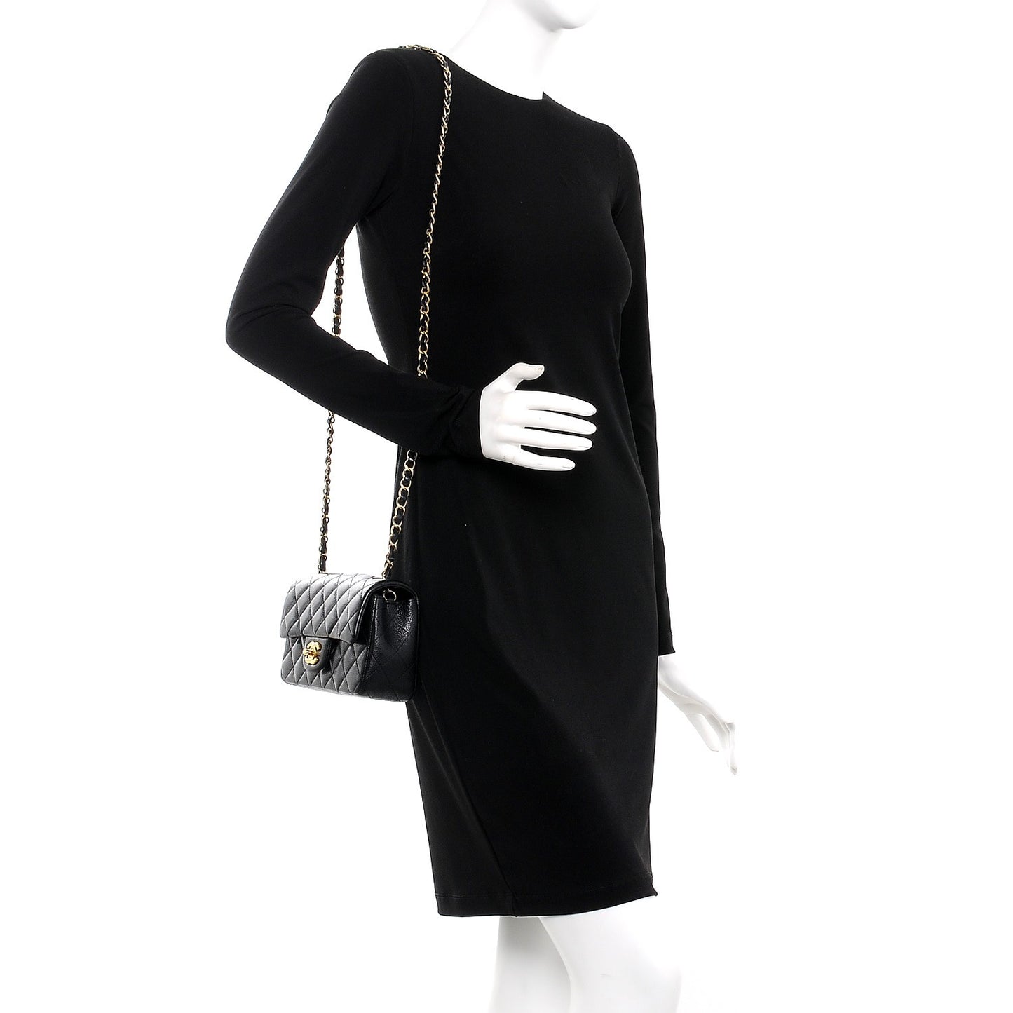 Caviar Quilted Mini Rectangular Flap Black