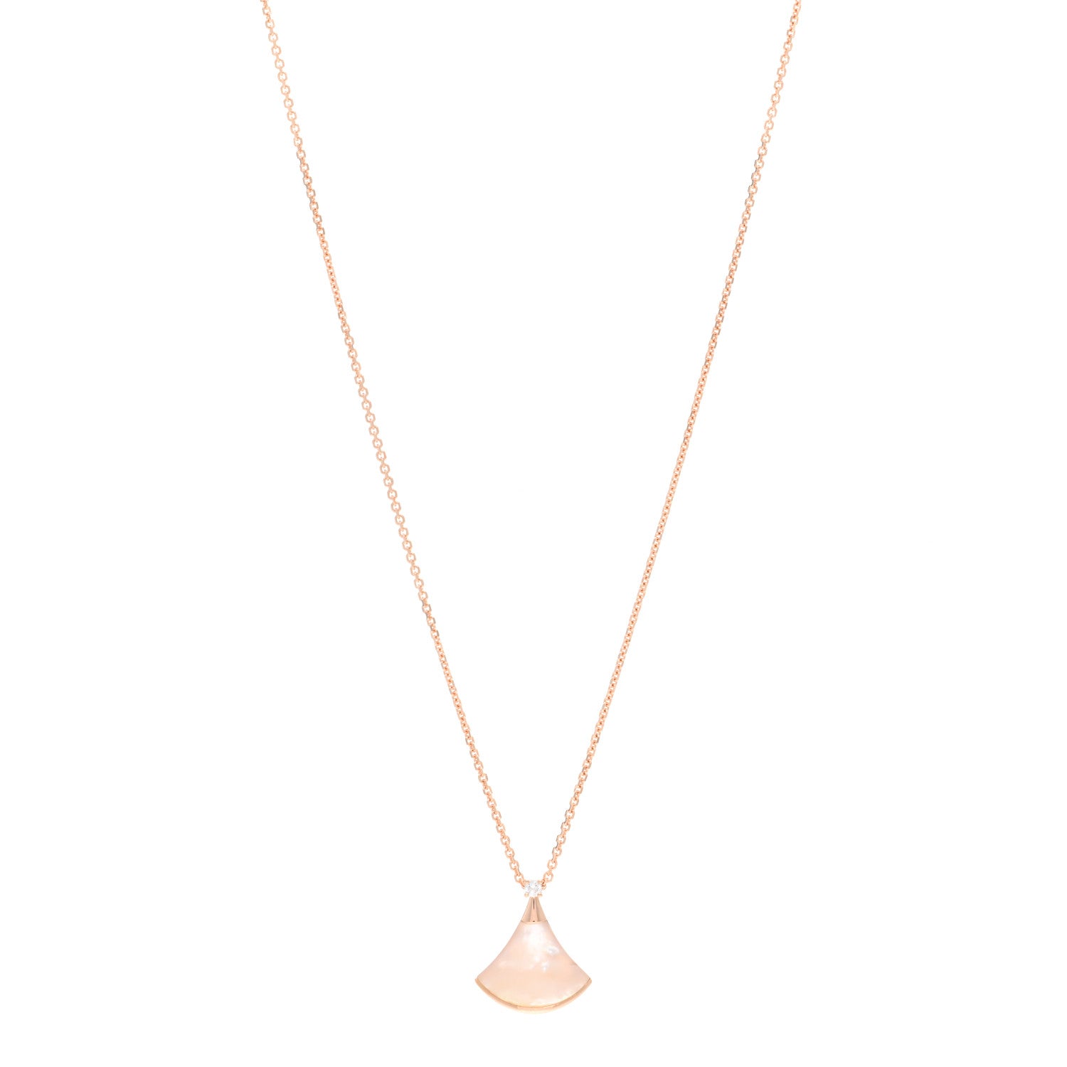 Bulgari 18K Rose Gold Diamond Mother of Pearl Small Divas' Dream Pendant Necklace 1 of 5