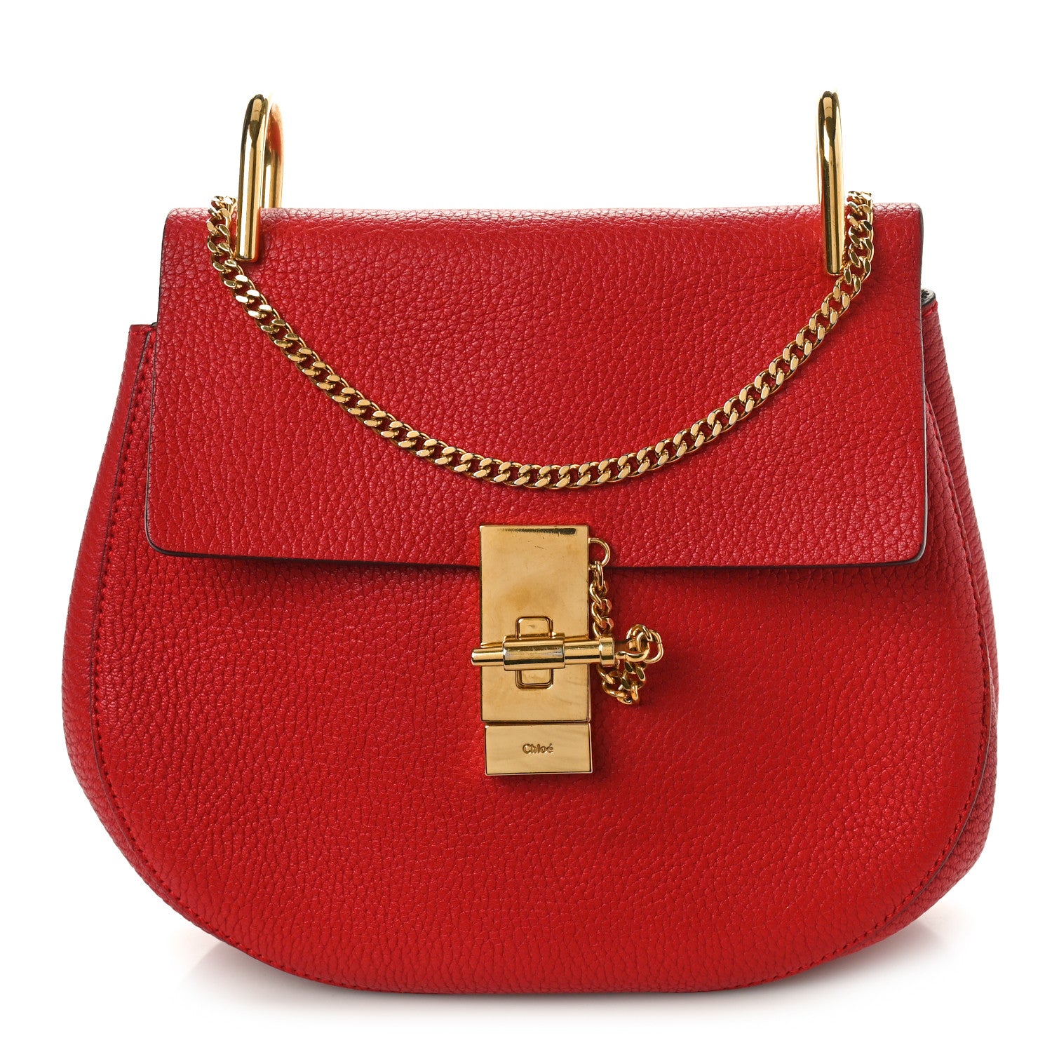 Chloe Grained Lambskin Mini Drew Shoulder Bag Plaid Red 1 of 11