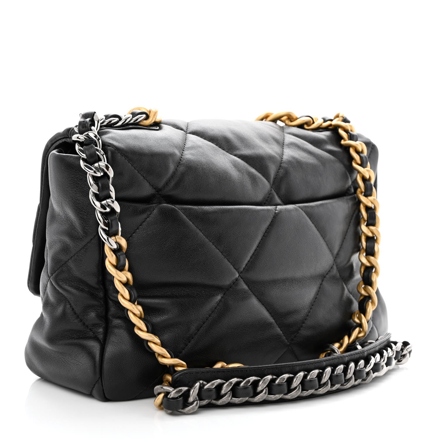 Chanel Goatskin Quilted Large Chanel 19 Flap Black 3 of 11