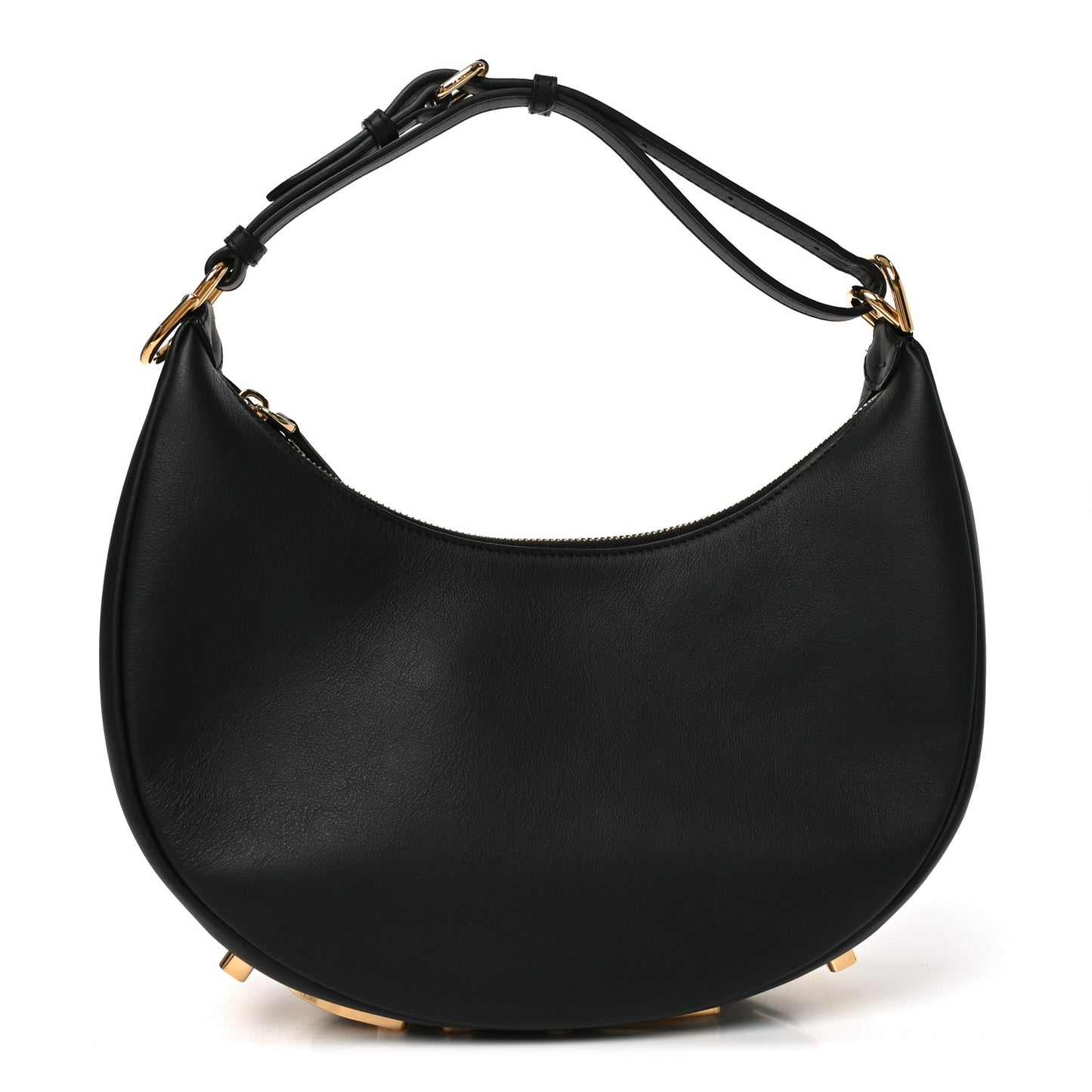 Vitello Grace Matte Small Fendigraphy Hobo Bag Black