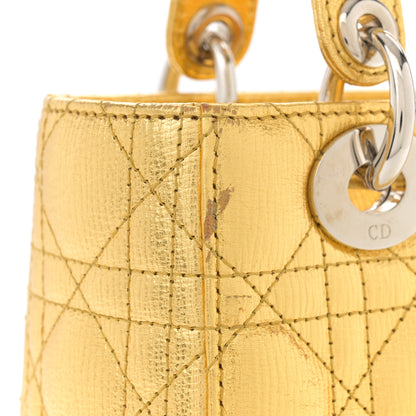 Christian Dior Metallic Grained Calfskin Cannage Small Lucky Badges My Lady Dior Gold 11 of 13