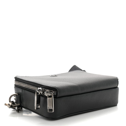 Christian Dior Grained Calfskin CD Icon Zipped Pouch With Strap Black 4 of 11