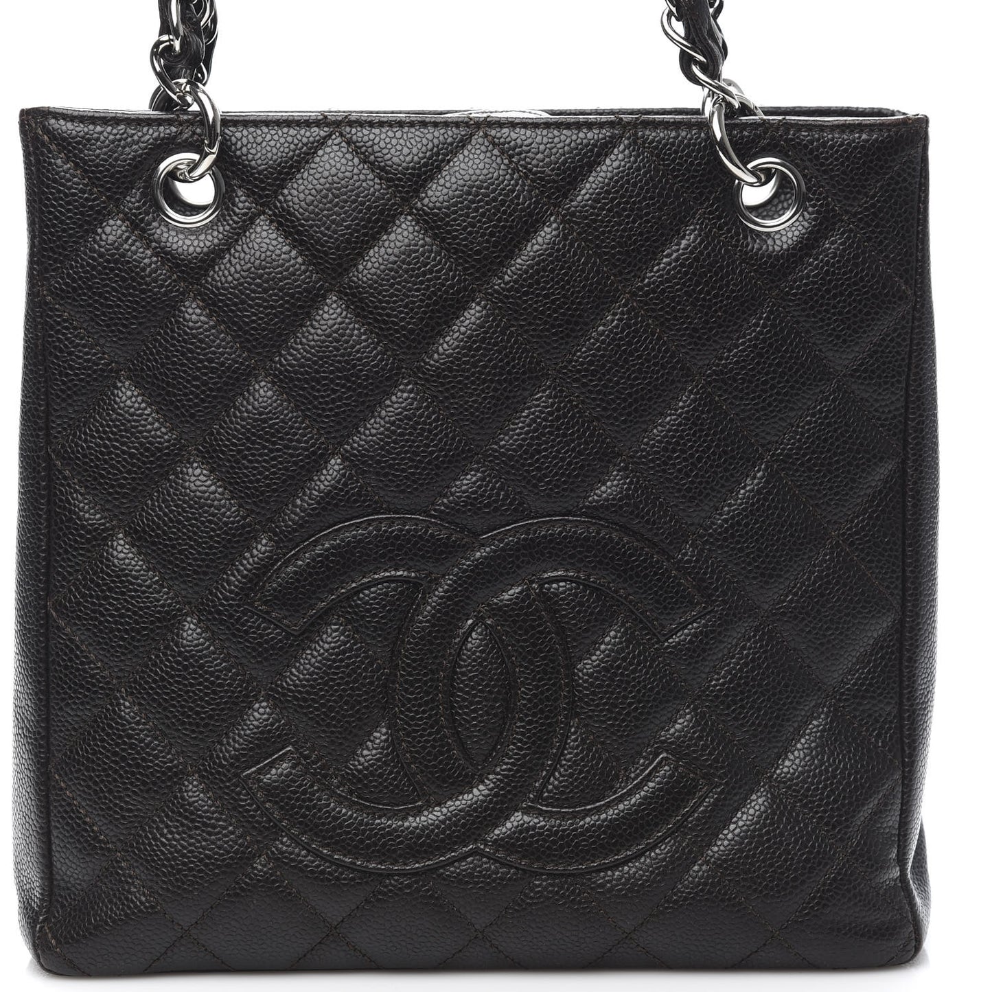 Caviar Quilted Petit Shopping Tote PST Black