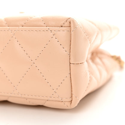 Chanel Shiny Aged Calfskin Quilted Nano Kelly Shopper Beige 10 of 10