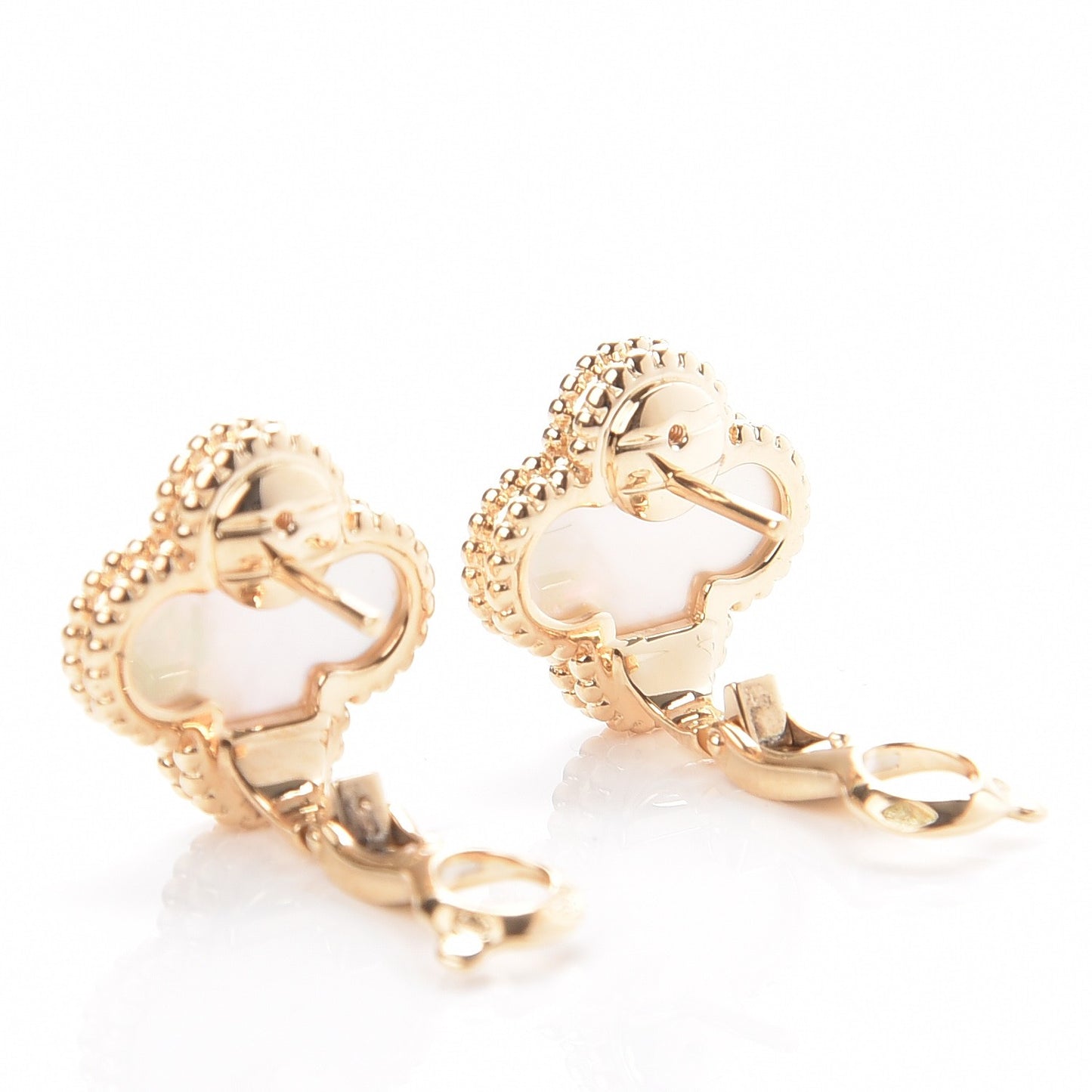 18K Yellow Gold Mother of Pearl Vintage Alhambra Earrings