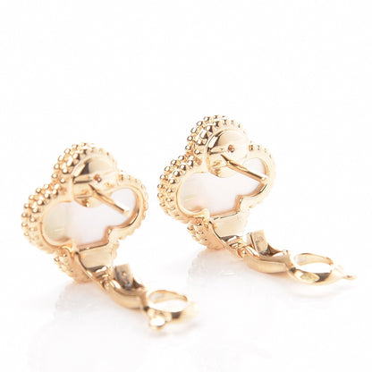 Van Cleef & Arpels 18K Yellow Gold Mother of Pearl Vintage Alhambra Earrings 7 of 8
