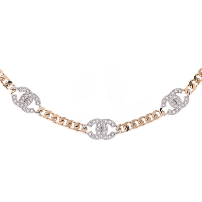 Chanel Crystal Chain CC Choker Gold Silver 3 of 6