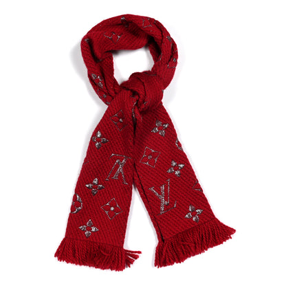 Louis Vuitton Wool Silk Logomania Shine Scarf Rubis 1 of 4
