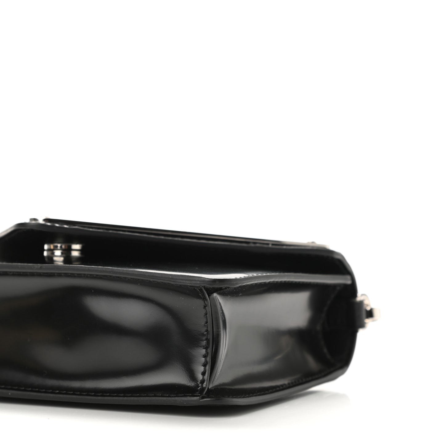 Spazzolato Triangle Logo Plate Flap Chain Crossbody Bag Black