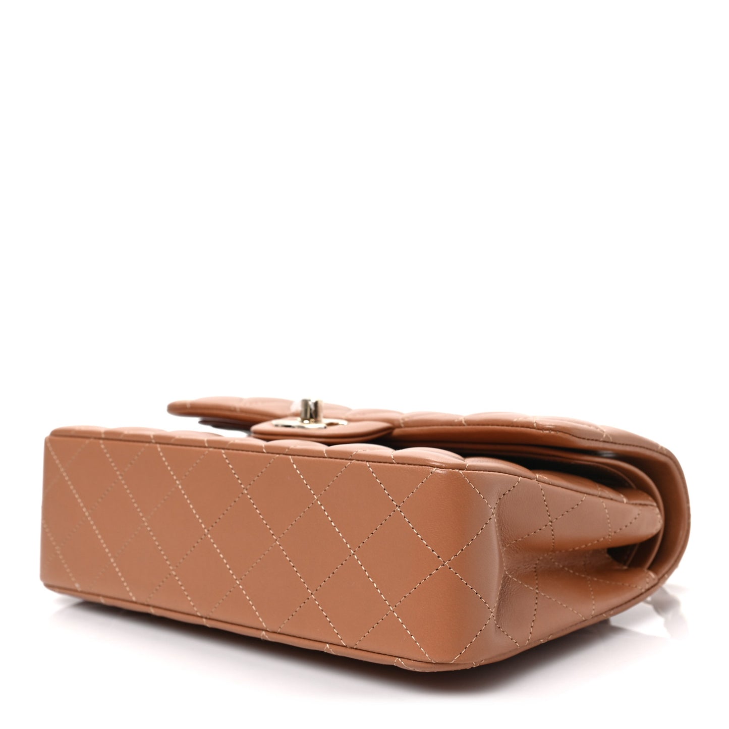Lambskin Quilted Small Double Flap Brown