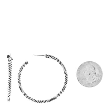 David Yurman Sterling Silver Medium Cable Classics Hoop Earrings 2 of 4