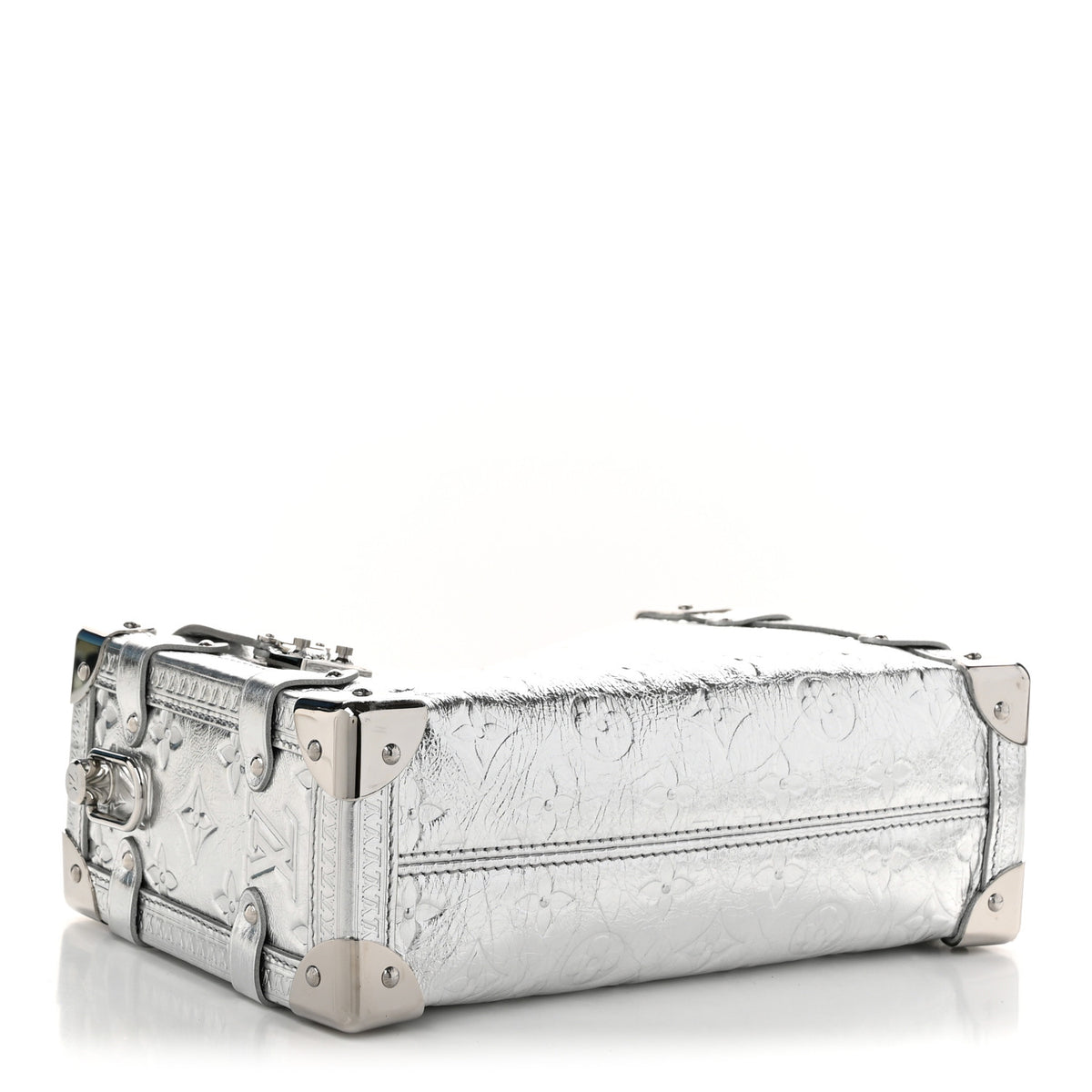 Calfskin Monogram Miroir LV Ski Side Trunk MM Silver