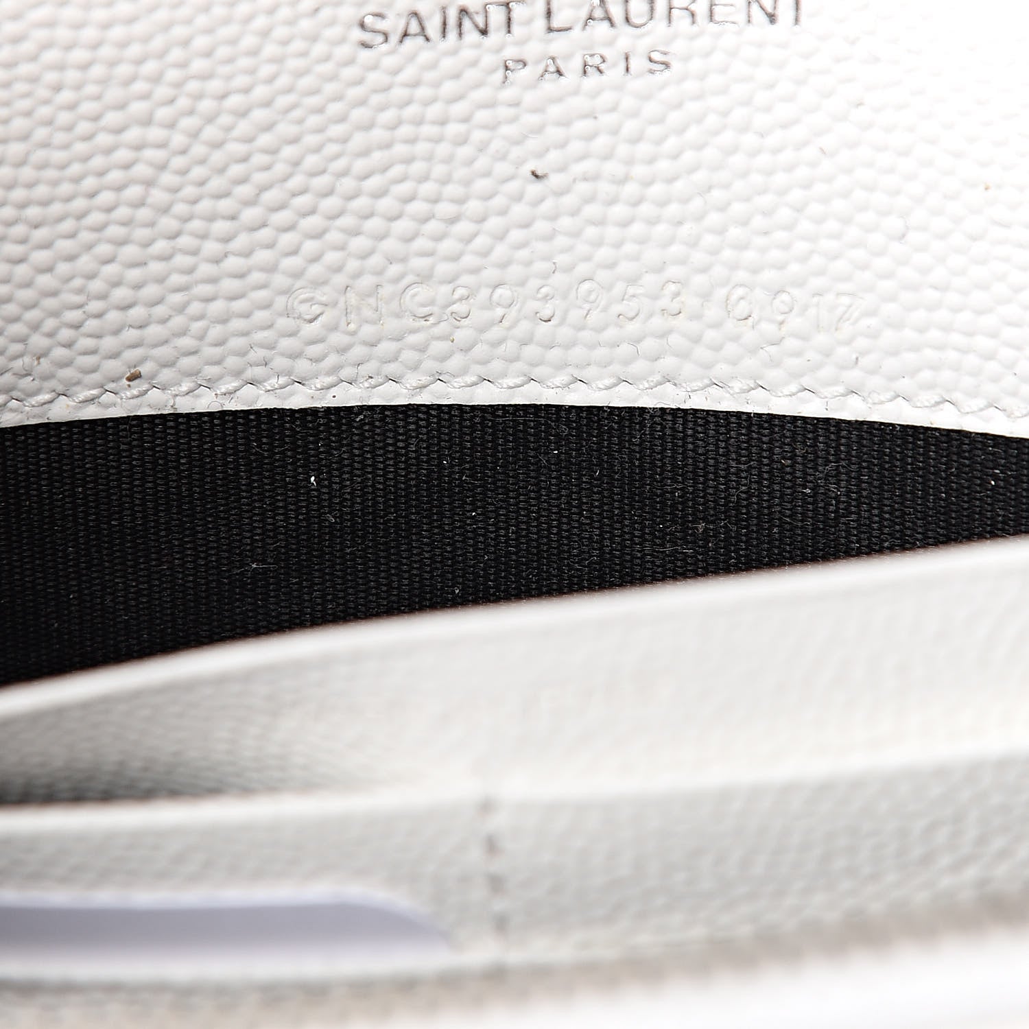 Saint Laurent Grain De Poudre Matelasse Chevron Monogram Envelope Chain Wallet Optical White 7 of 11