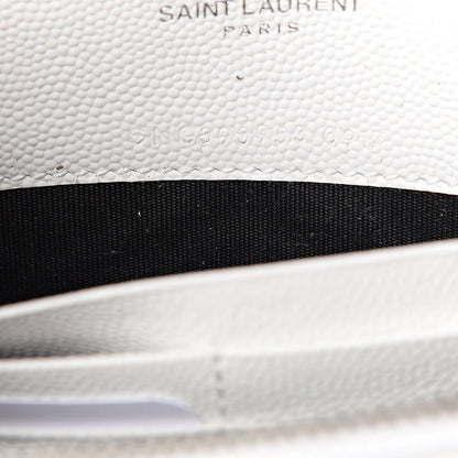 Saint Laurent Grain De Poudre Matelasse Chevron Monogram Envelope Chain Wallet Optical White 7 of 11