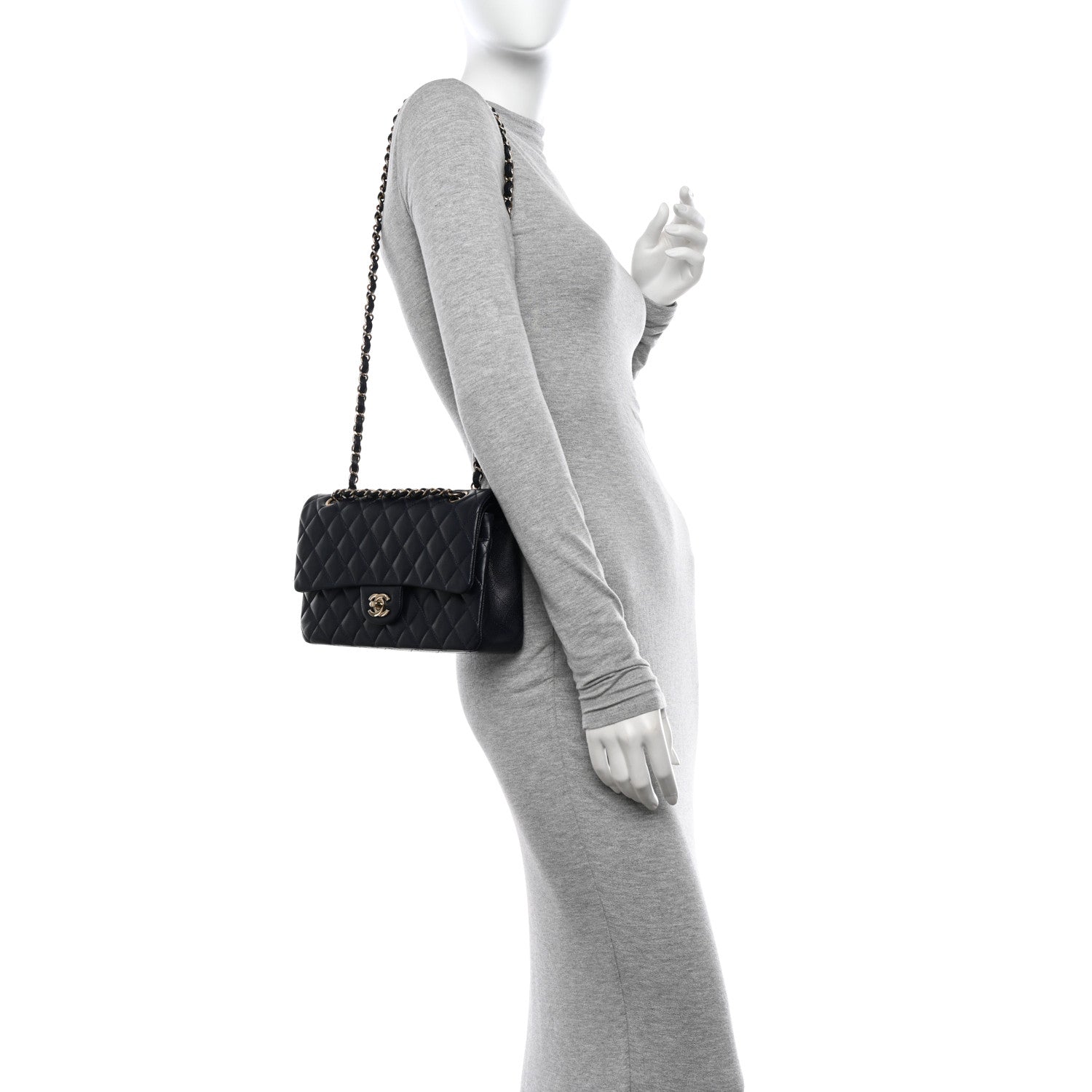 Chanel Caviar Quilted Medium Double Flap Navy 2 of 14