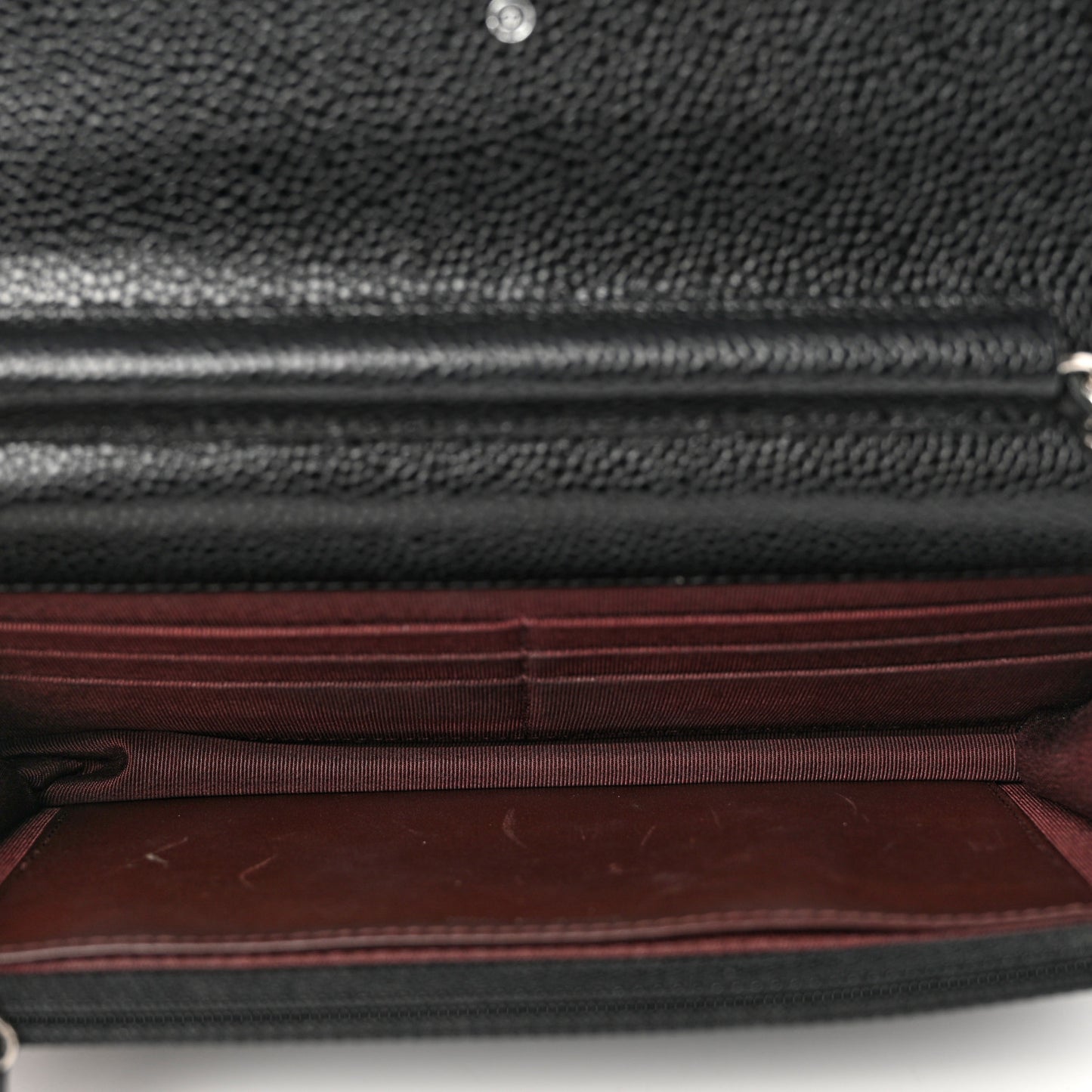 Caviar Quilted Wallet on Chain WOC Black