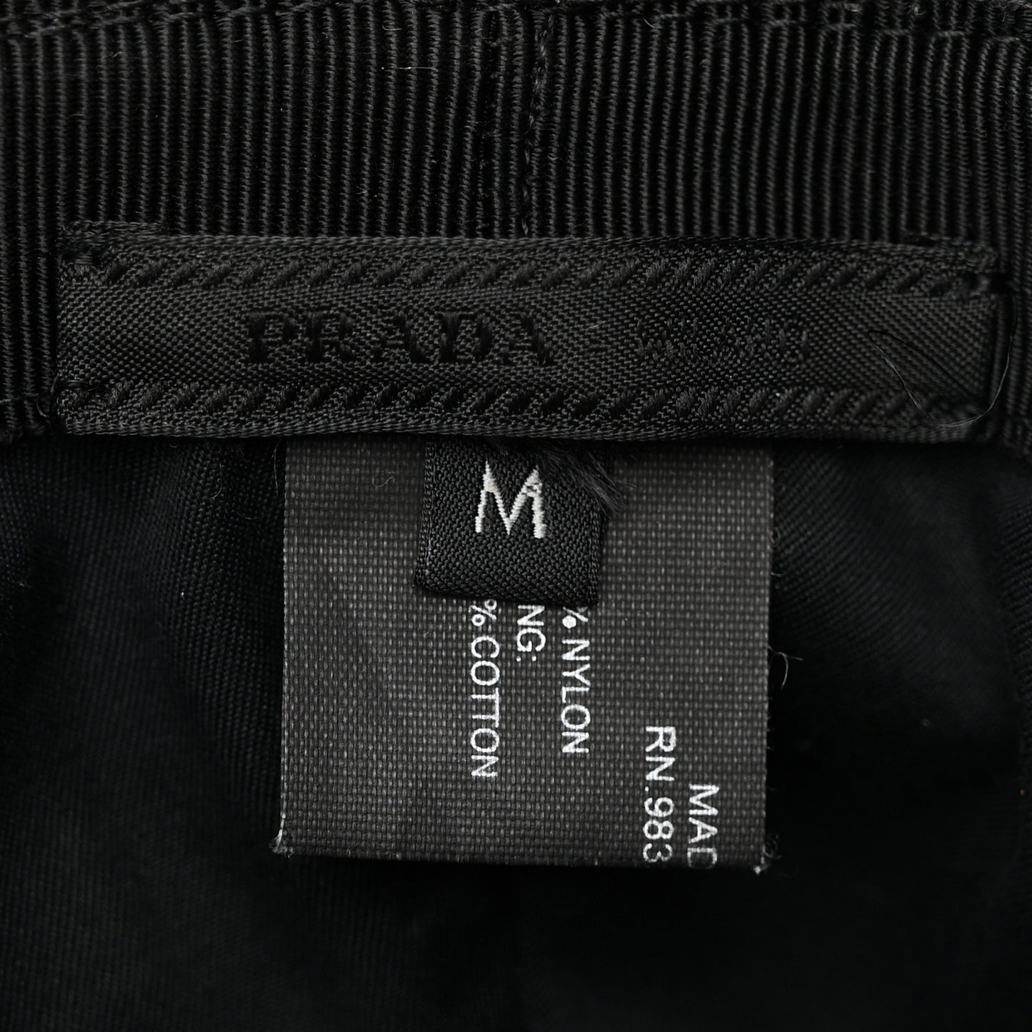 Re-Nylon Metal Triangle Logo Womens Bucket Hat M Black