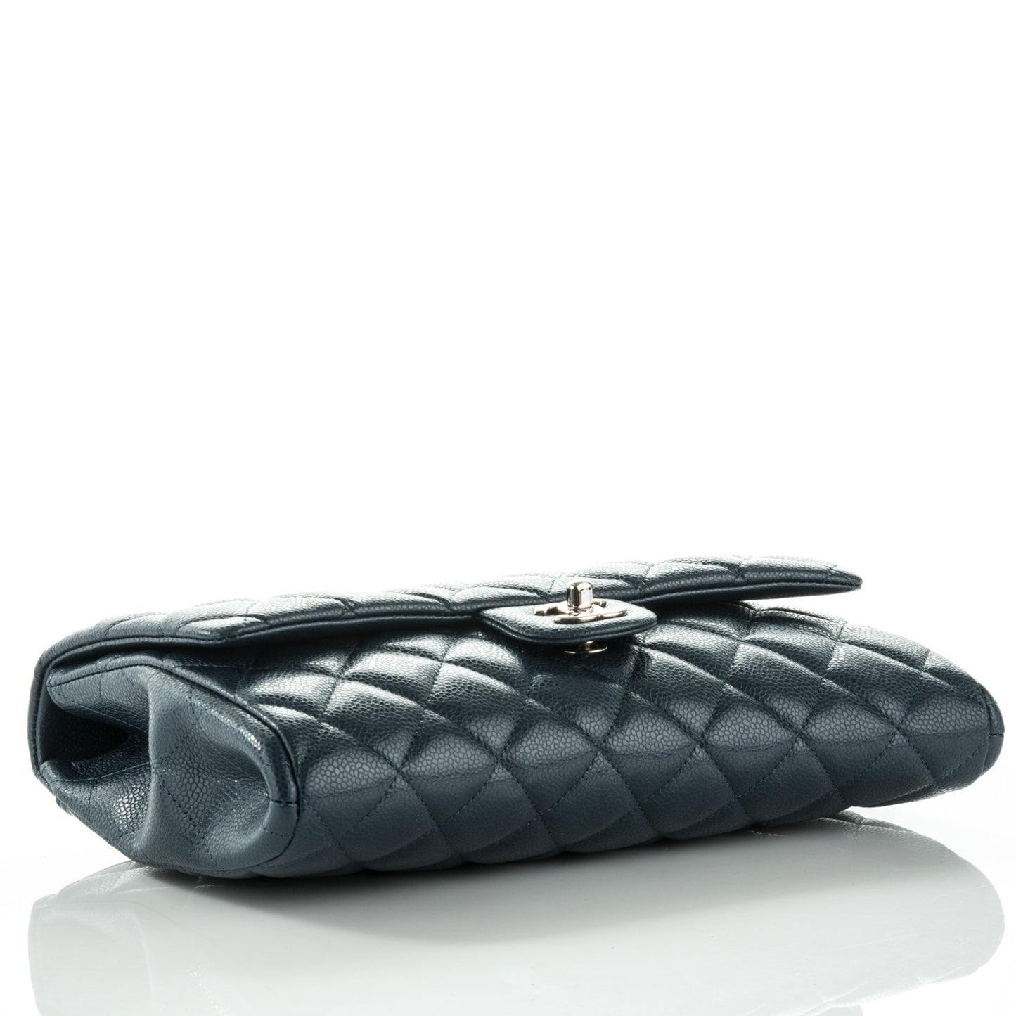 Caviar Quilted Clutch With Chain Flap Blue