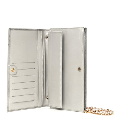 Fendi Metallic Nappa Logo Embossed Long Wallet On Chain Silver 7 of 26