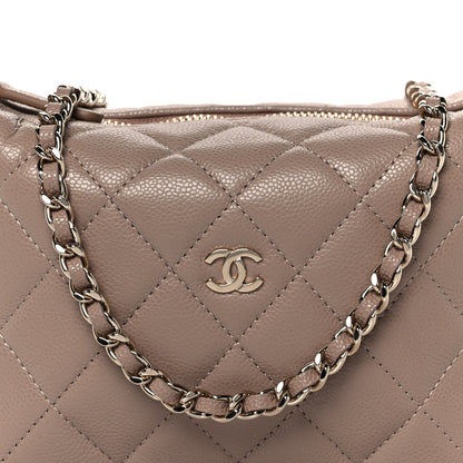 Chanel Caviar Quilted Hobo Clutch With Chain Beige 8 of 10