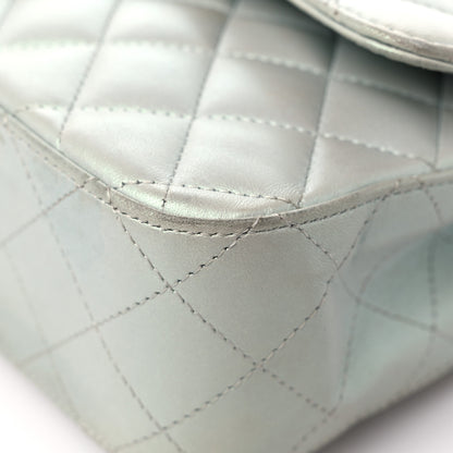 Chanel Iridescent Lambskin Quilted Medium Double Flap Light Blue 9 of 13