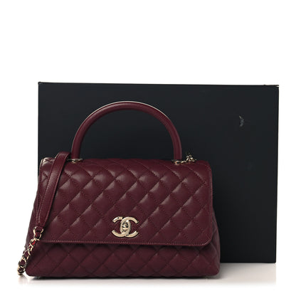 Chanel Caviar Quilted Small Coco Handle Flap Burgundy 11 of 11