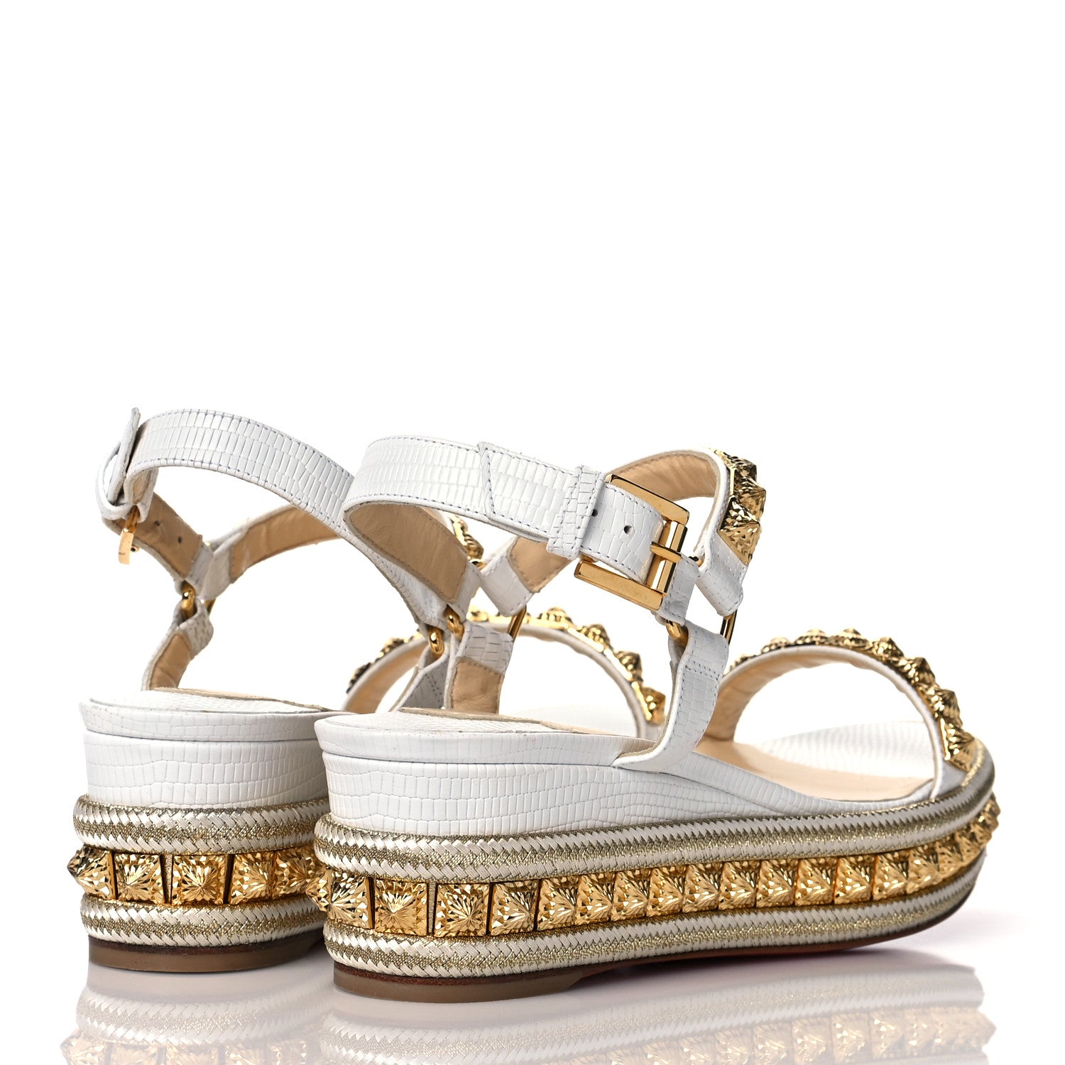Christian Louboutin Calfskin Zarli Pyraclou 60 Platform Sandals 36 White 4 of 8