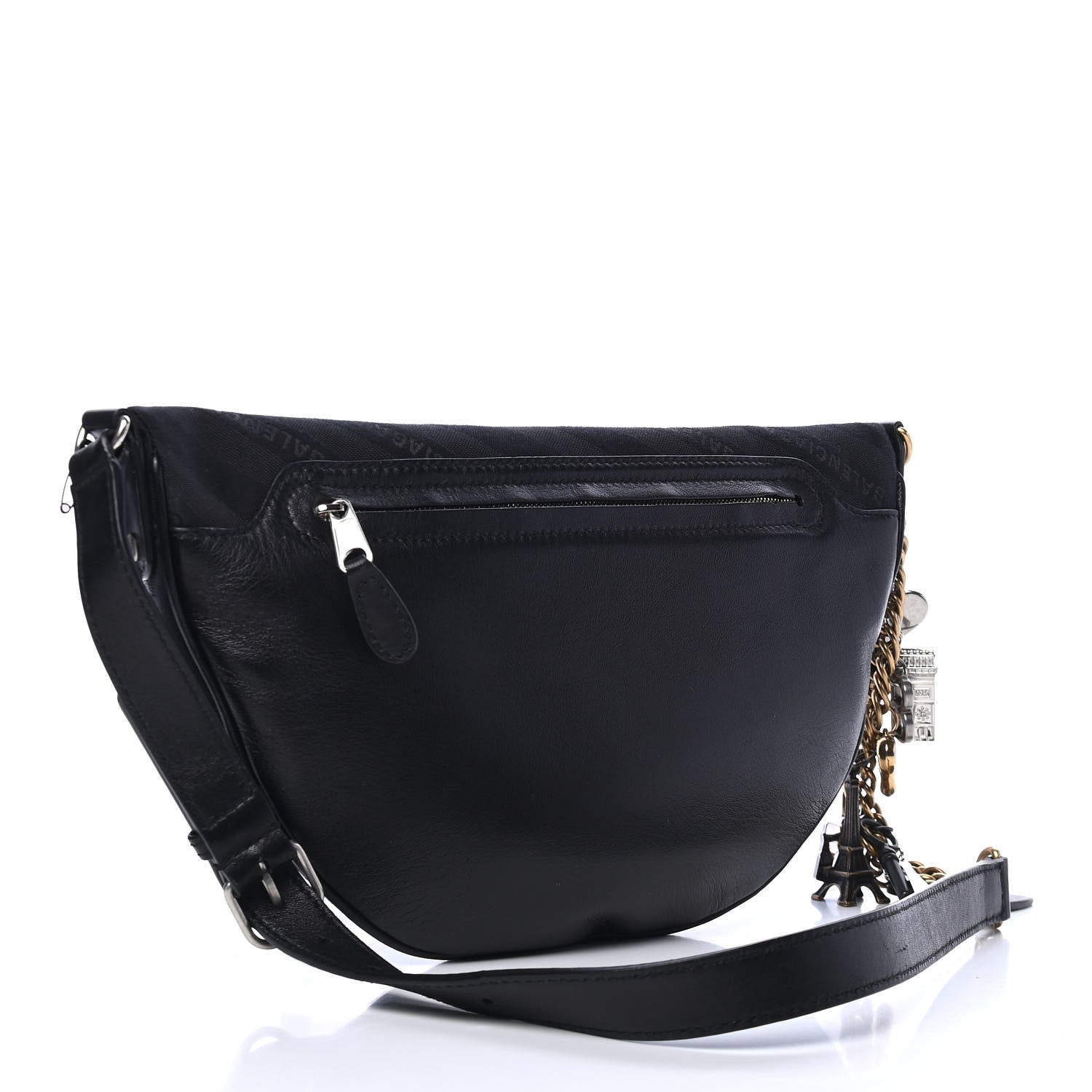Balenciaga Canvas Jacquard Diagonal Allover Logo XS Souvenir Belt Bag Black 2 of 5
