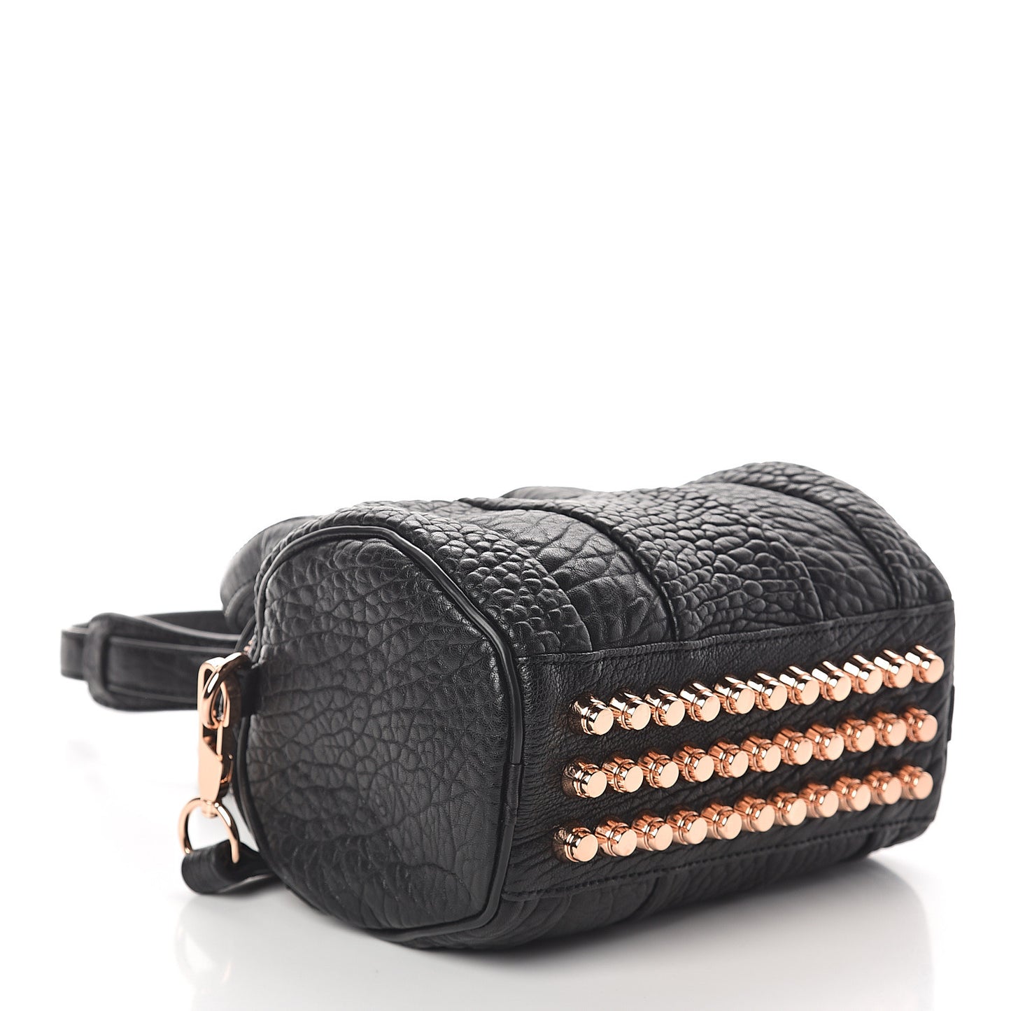 Pebbled Lambskin Mini Rockie Black Rose Gold Hardware