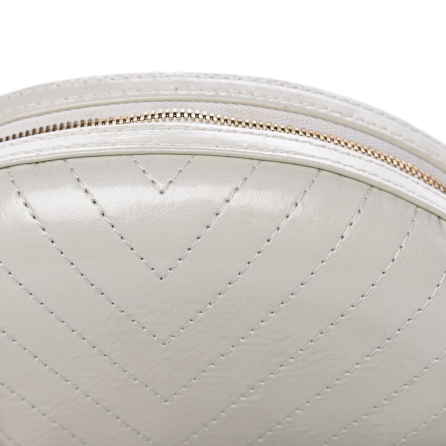 Embroidered Lambskin Chevron Quilted La Pausa Evening Bag White