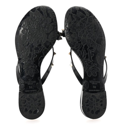 Valentino Garavani PVC Jelly Rockstud Bow Thong Sandals 38 Black 6 of 9