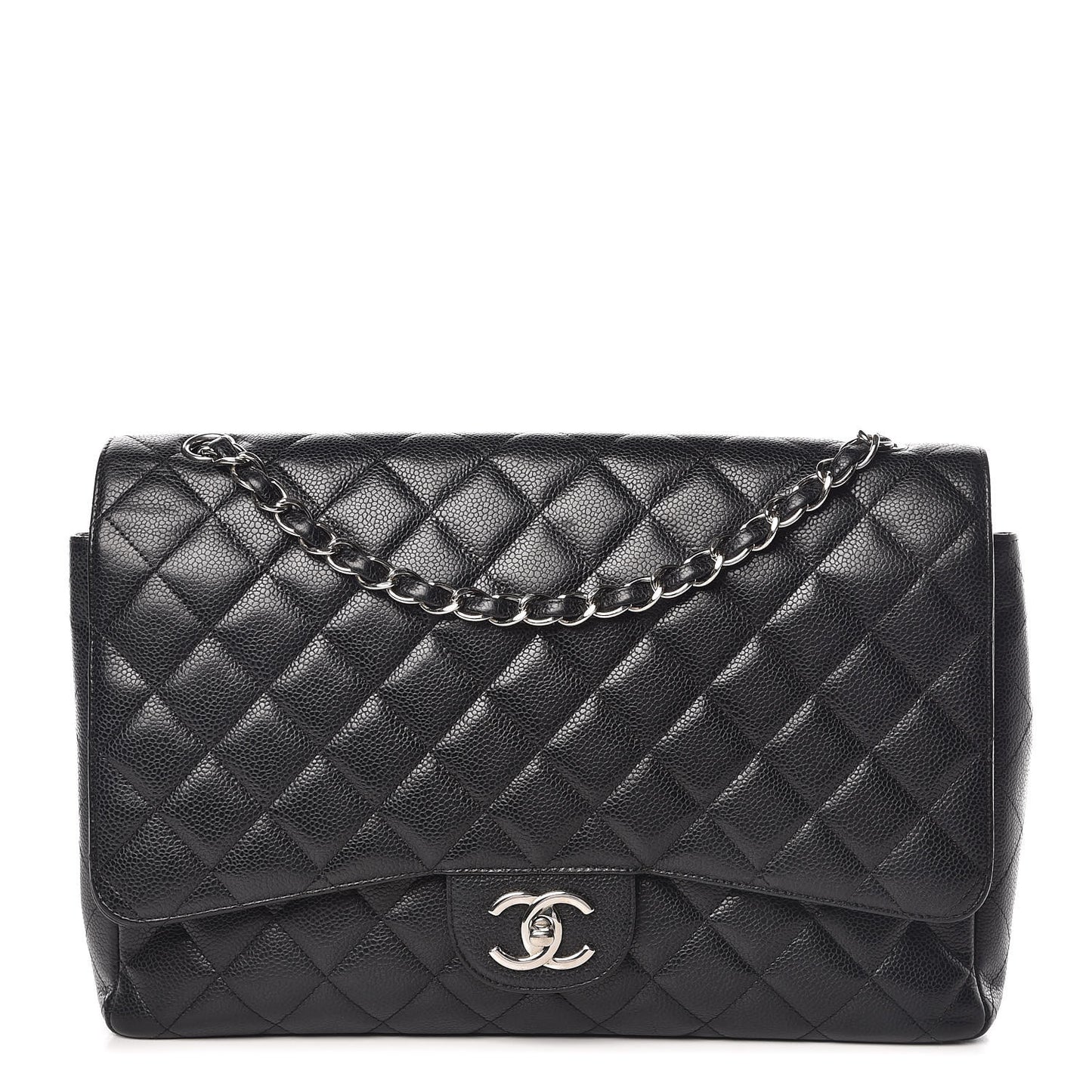 Caviar Quilted Maxi Double Flap Black