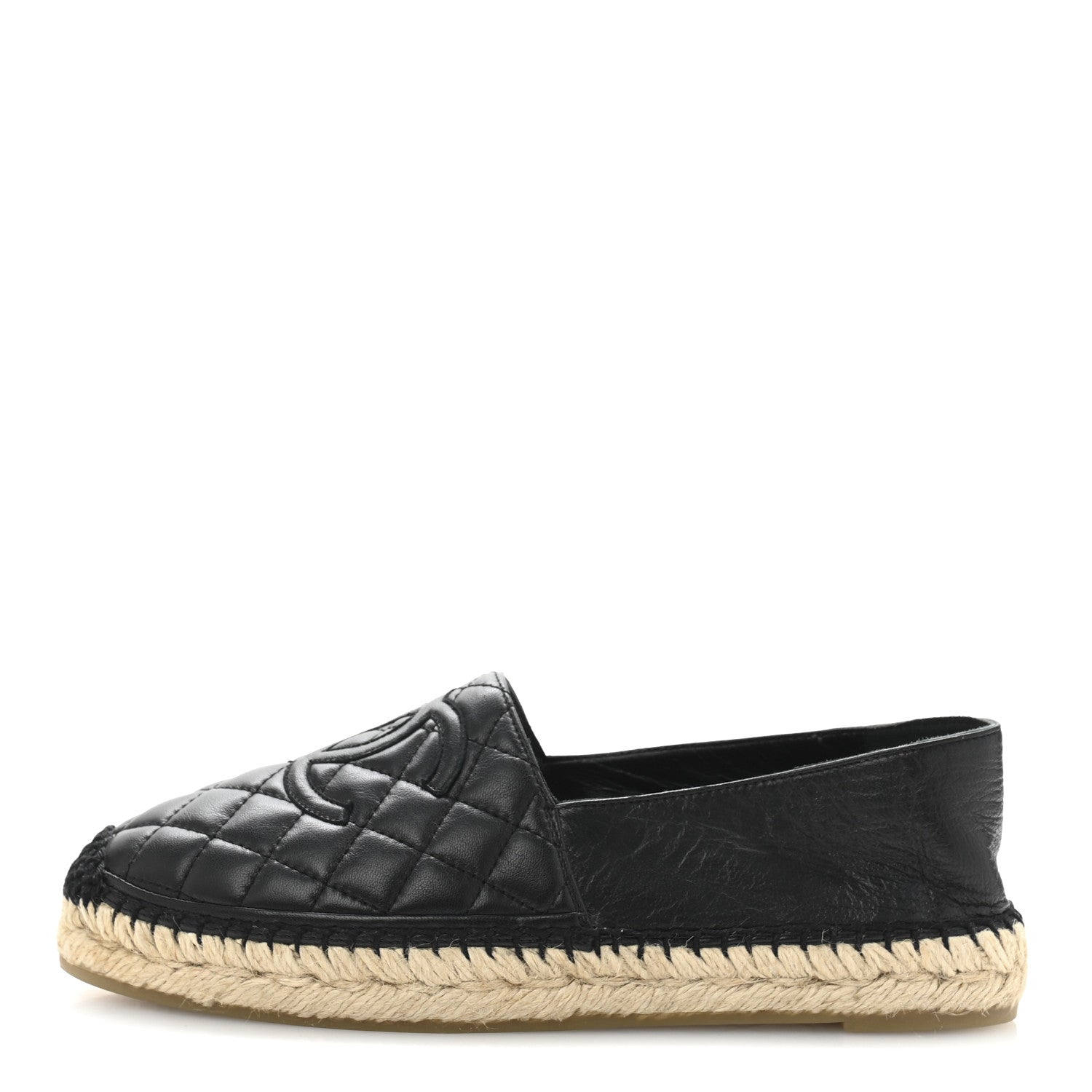 Chanel Lambskin Quilted CC Espadrilles 38 Black 1 of 11