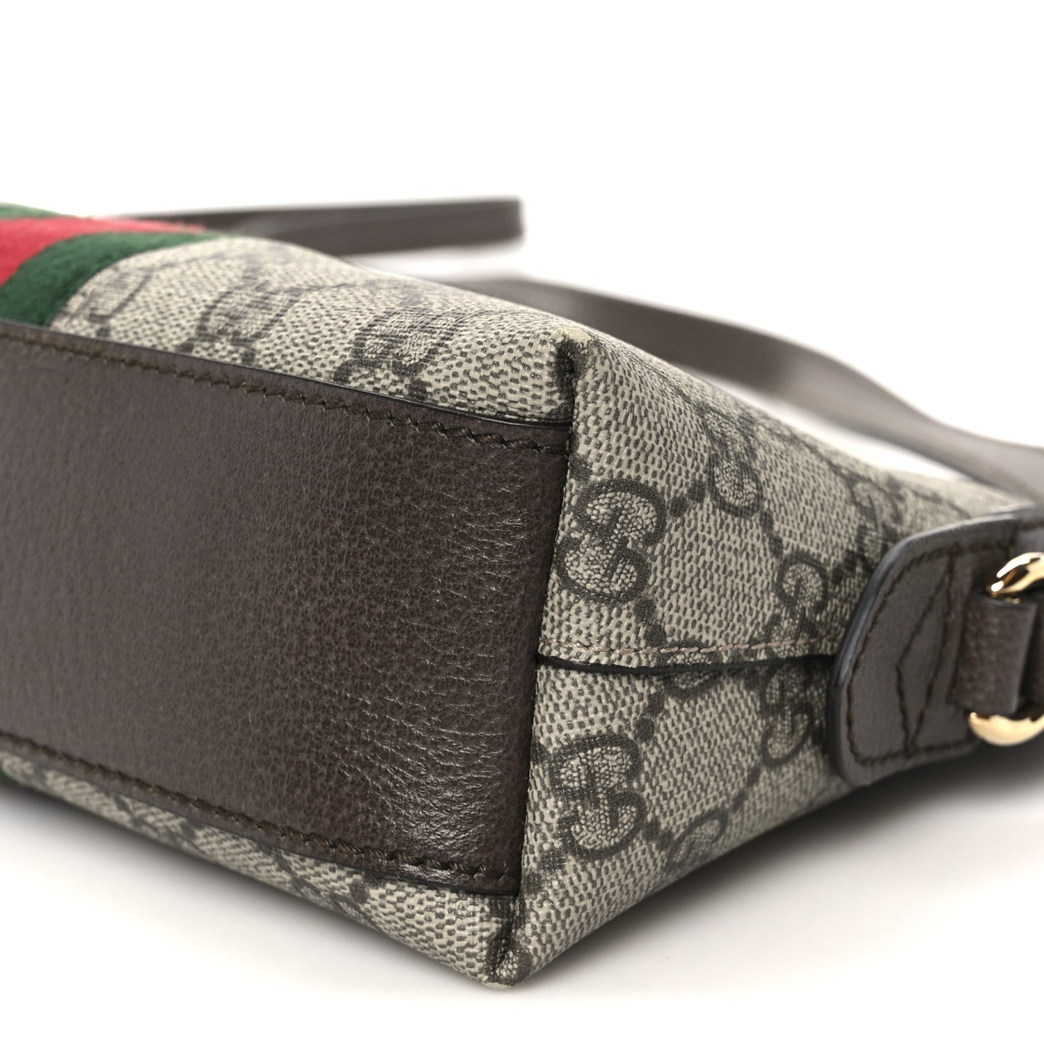 Gucci GG Supreme Monogram Textured Dollar Calfskin Web Small Ophidia Dome Shoulder Bag Beige Ebony New Acero 11 of 13