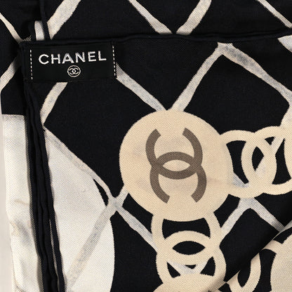 Chanel Silk Camellia CC Square Scarf Black 3 of 3