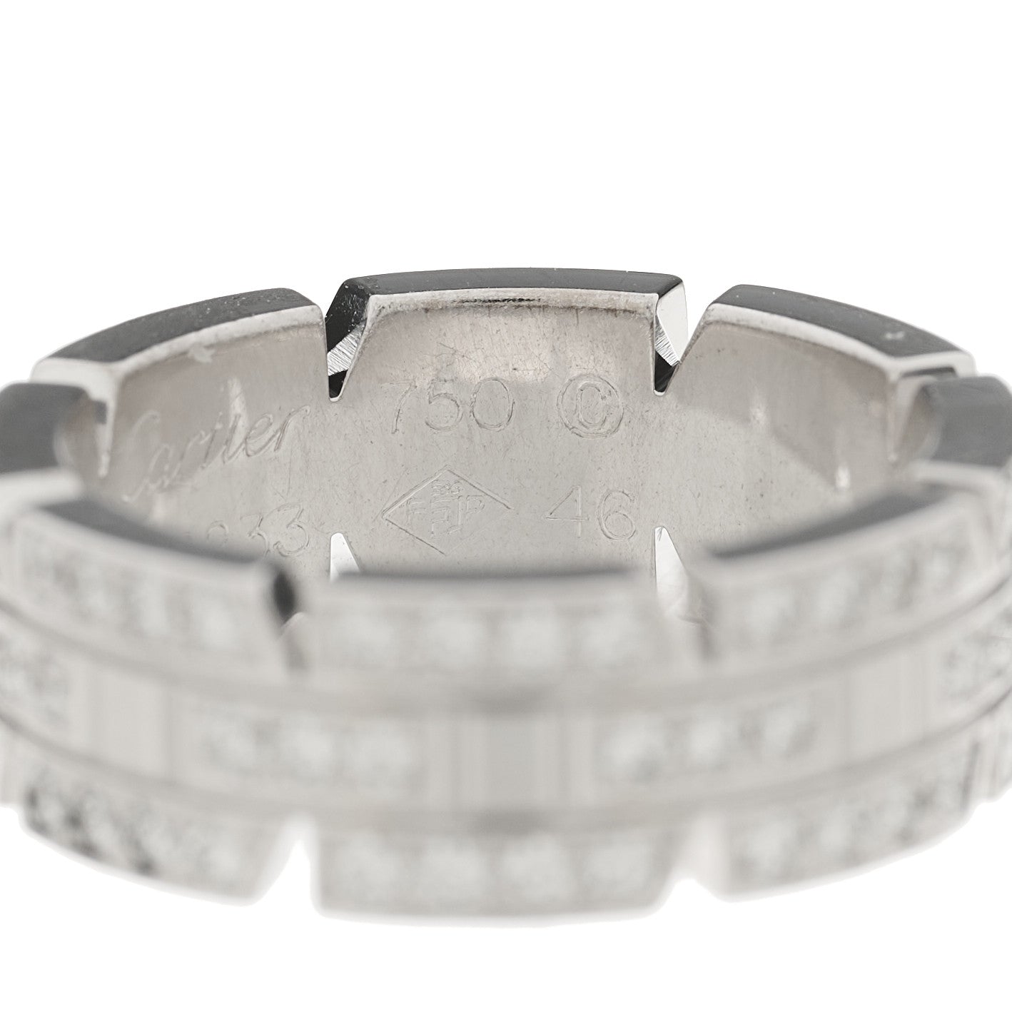 18K White Gold Diamond 6mm Tank Francaise Ring 46 3.75