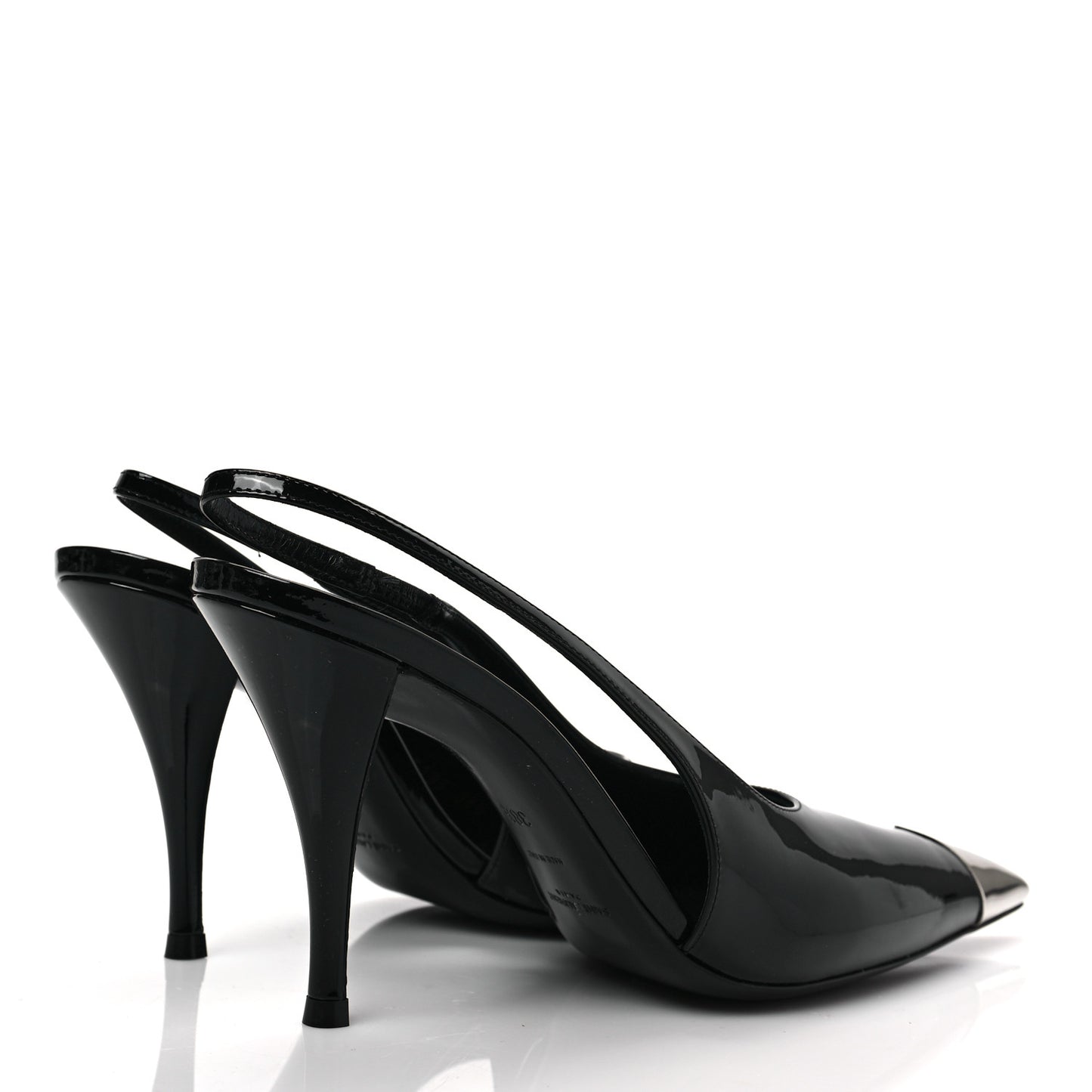 Patent Cap Toe Vesper Slingback Pumps 38.5 Black