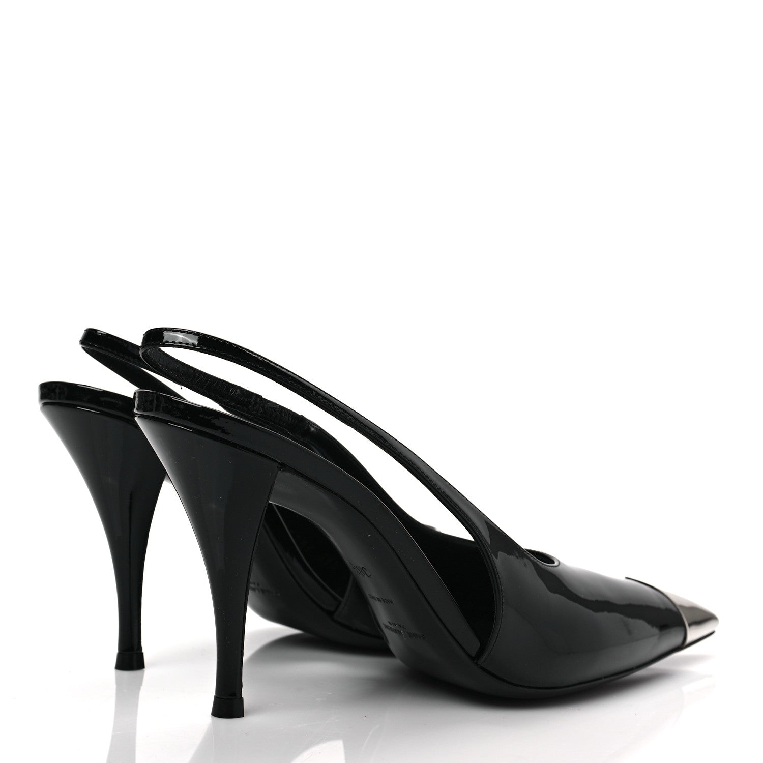Saint Laurent Patent Cap Toe Vesper Slingback Pumps 38.5 Black 4 of 7