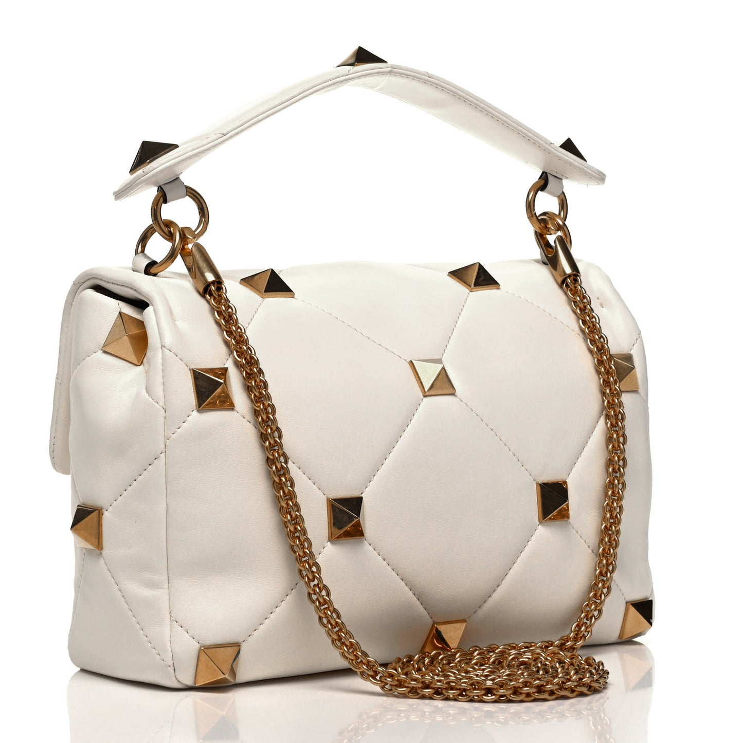 Nappa Large Roman Stud Shoulder Bag Ivory